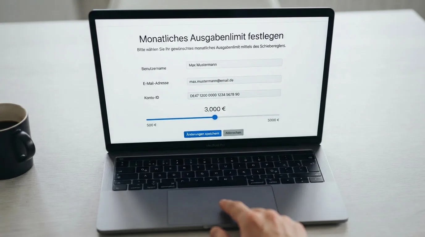 Bildschirmausschnitt eines Formulars zur Festlegung eines monatlichen Einzahlungslimits.